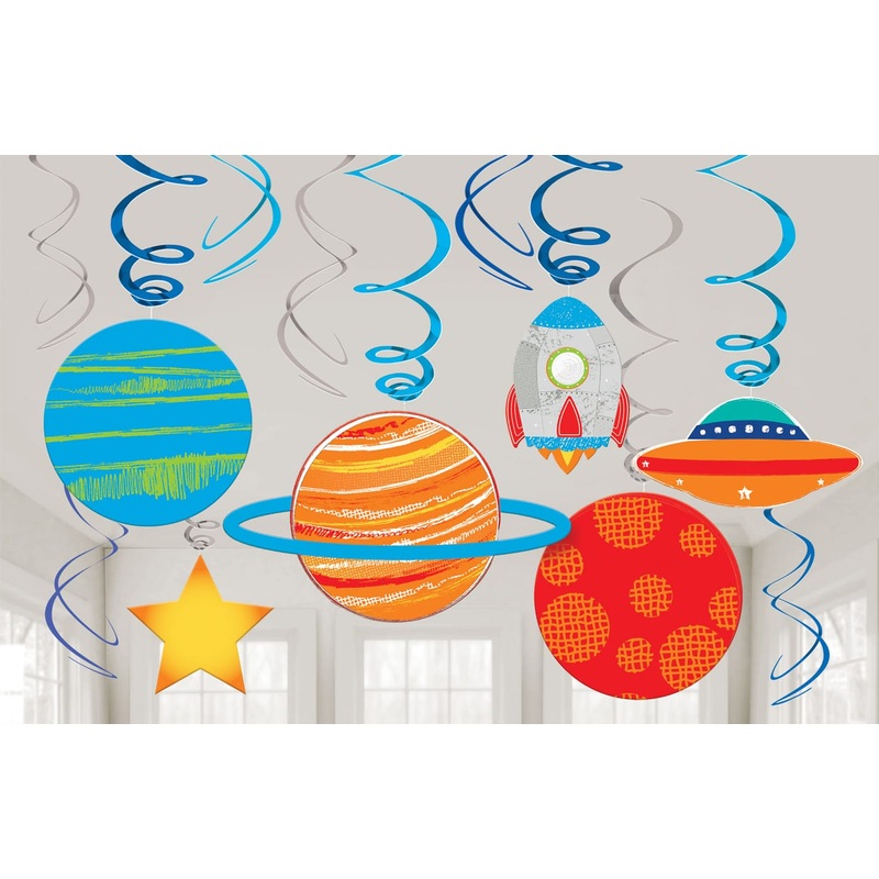 12 Outer Space Spiral Decorations