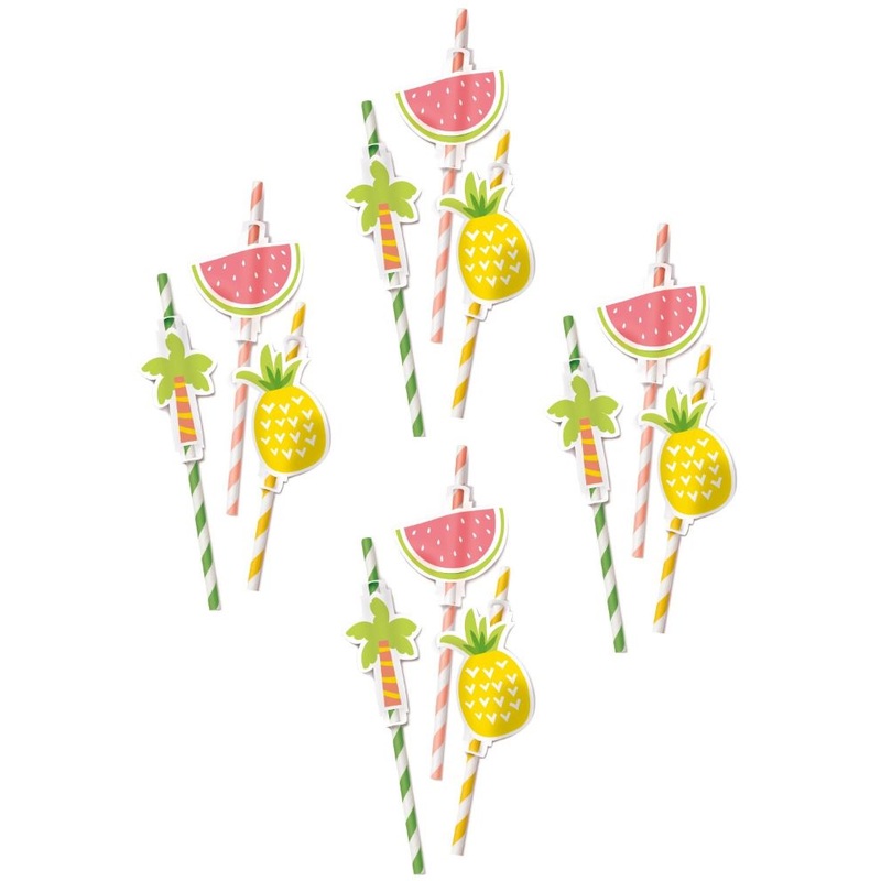 12 straws with fruits