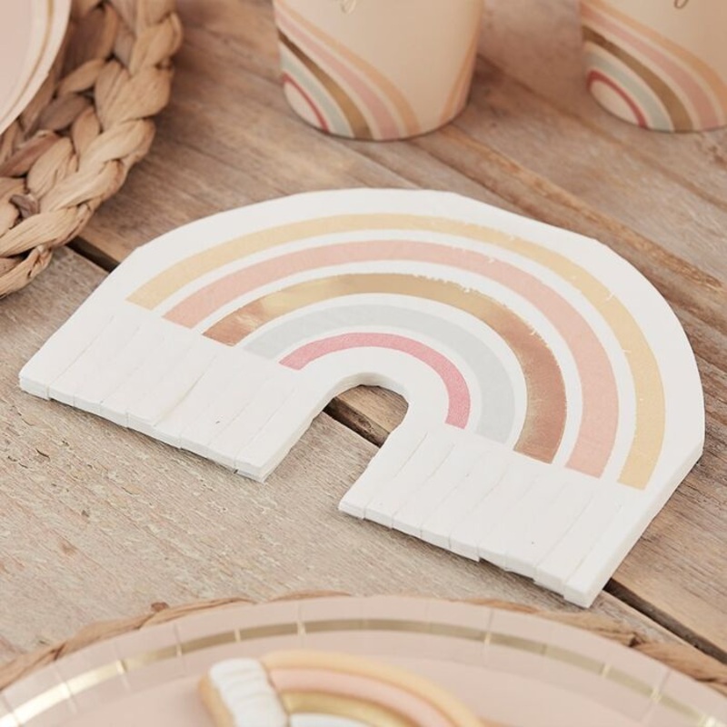 16 Joyful Life fringed napkins 16.5cm