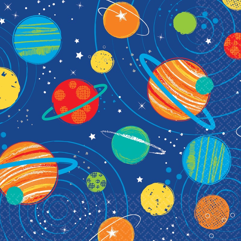 16 space party napkins 25cm