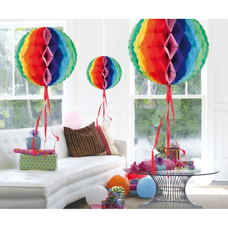 3 Rainbow Honeycomb Balls 30cm