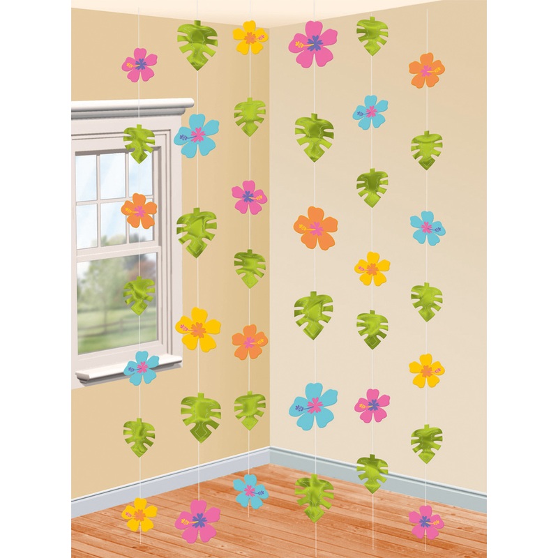 6 Hawaiian Hanging Decorations 2.1m
