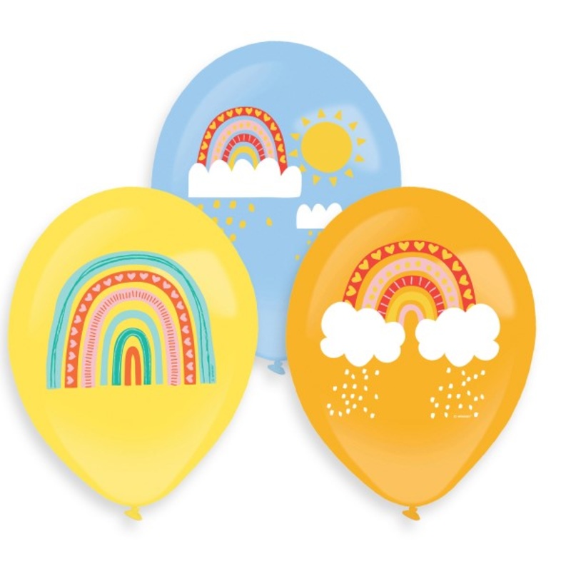6 rainbow balloons 27cm