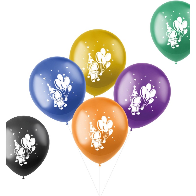 6 Shimmering Space Birthday Balloons 33cm