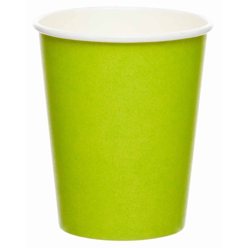 8 green lime paper cups 227m