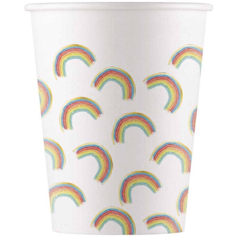 8 Rainbow Party Paper Cups 200ml