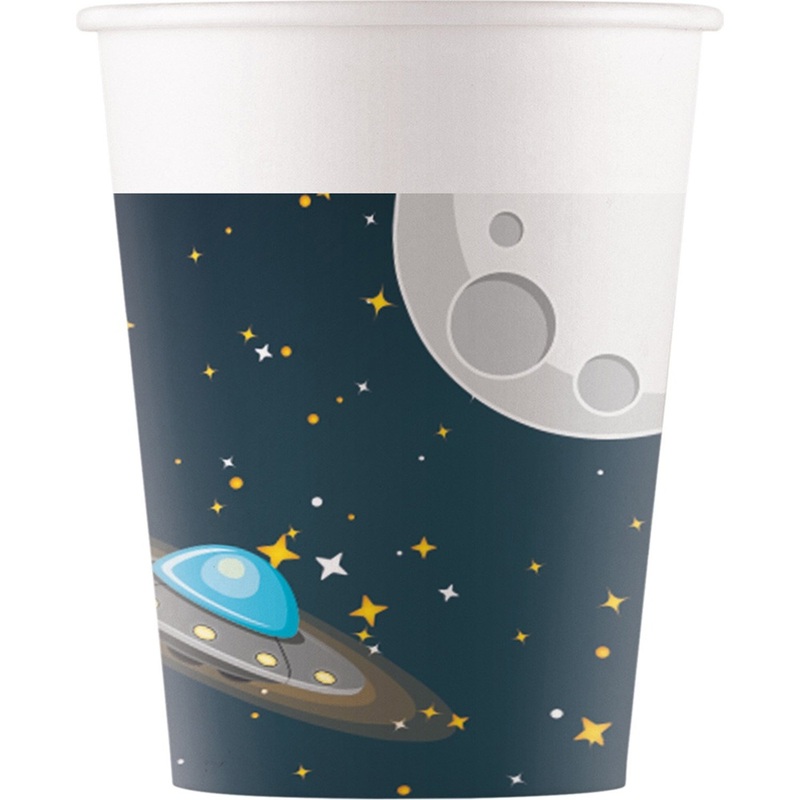 8 Space Rocket FSC paper cups 200ml