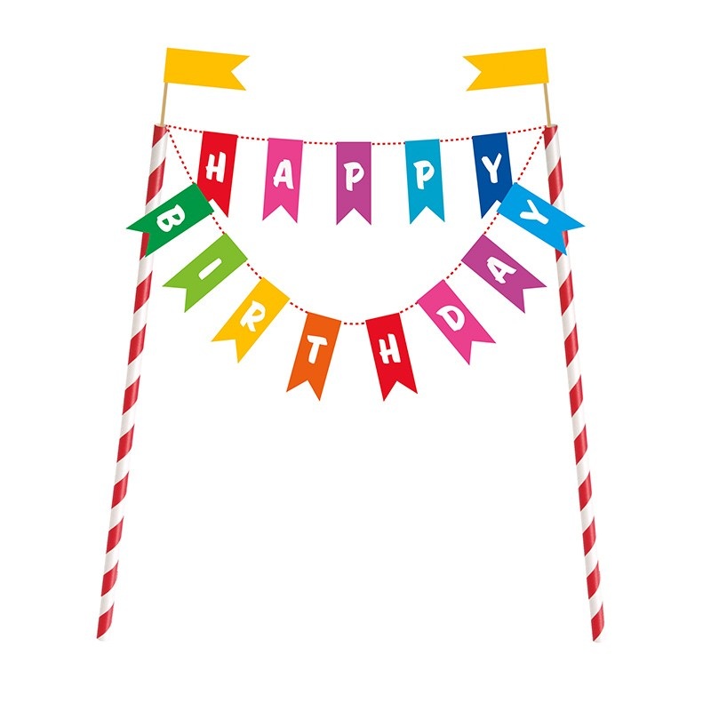 Colorful Rainbow Party Cake Decoration Banner