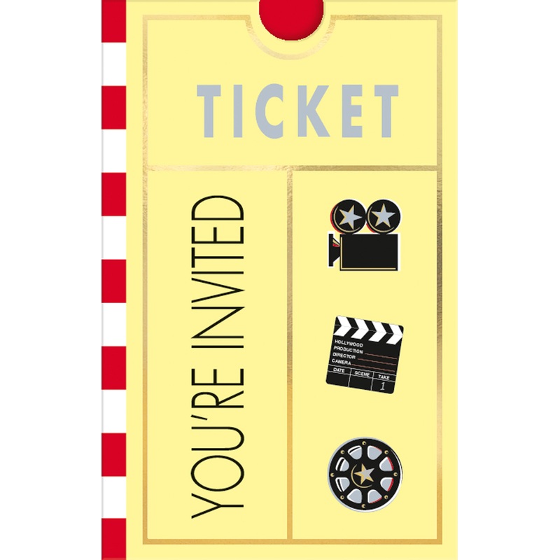 Hollywood Party Cinema Ticket Invitation Card