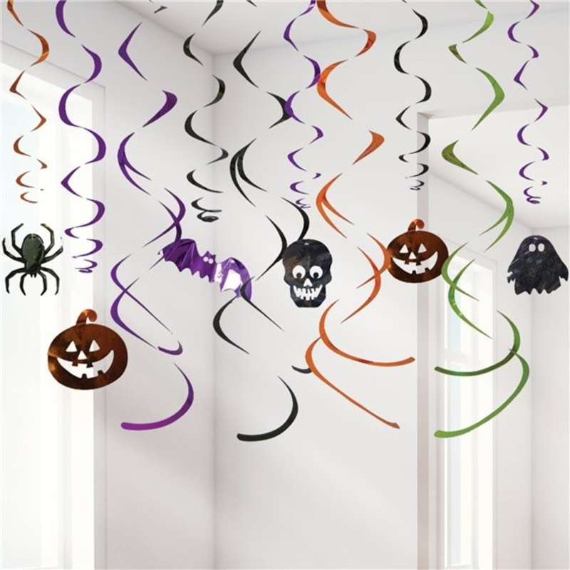 12 Halloween spiral hangers