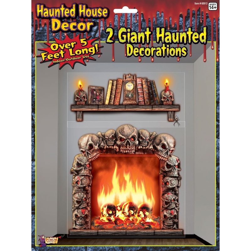 2 wall pictures horror fireplace 120x160cm