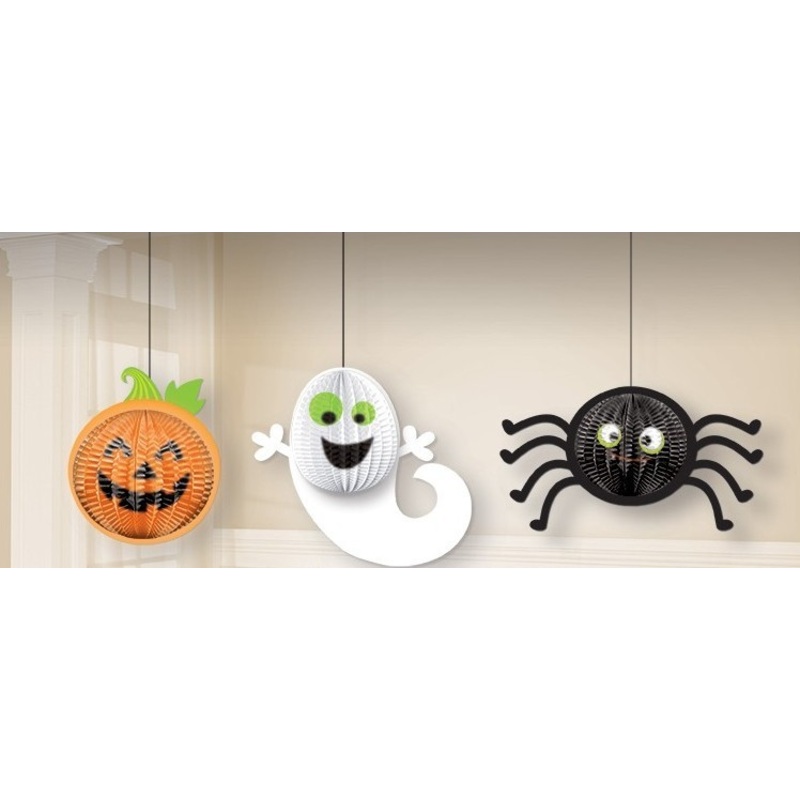 3 Halloween Monster Hanging Decorations 20.3cm
