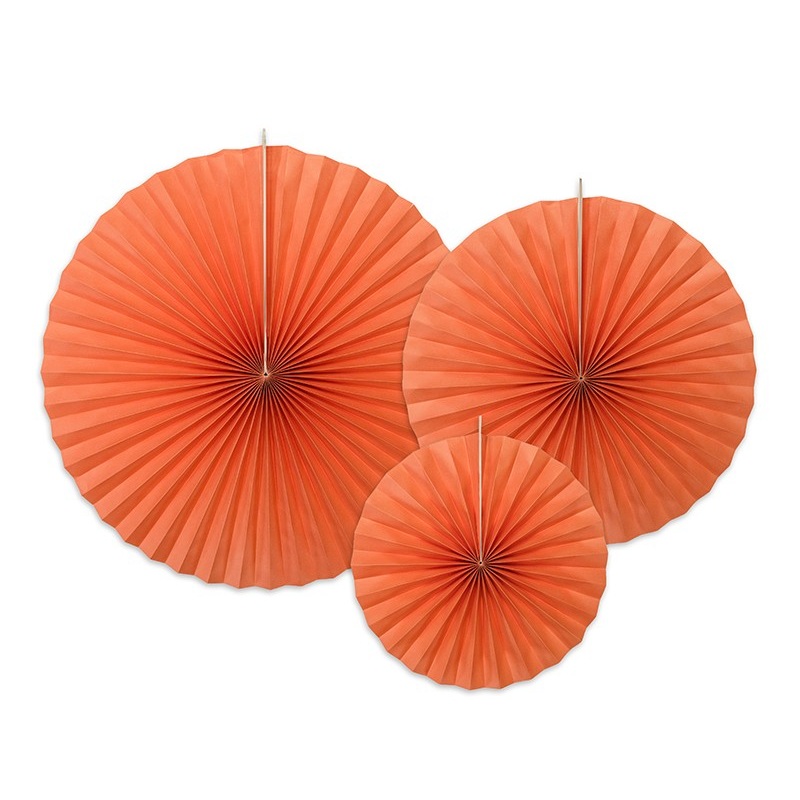 3 paper rosettes Elenor orange