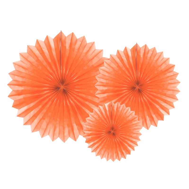 3 paper rosettes party star mandarine