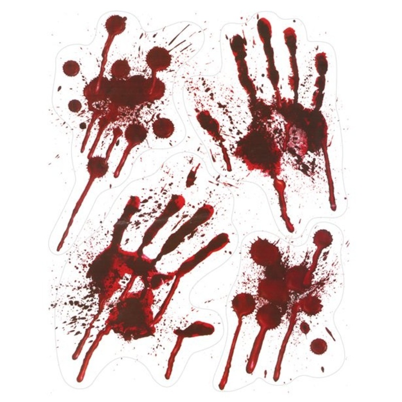 4 Bloody Hand Prints Window Stickers