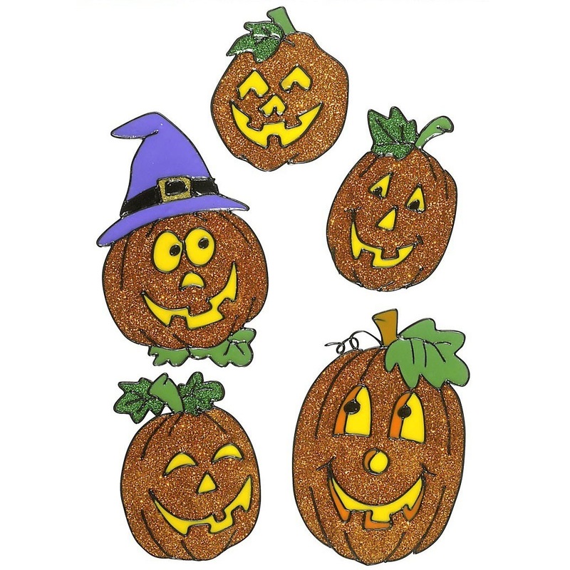 5 Window Stickers Pumpkin With Hat