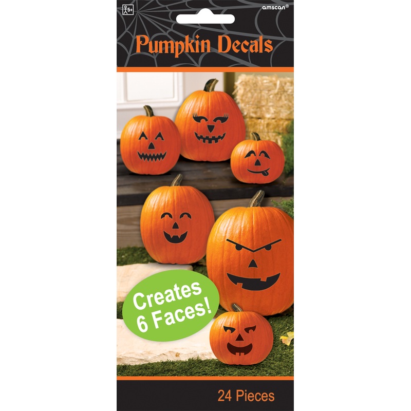 6 Halloween Pumpkin Face Stickers