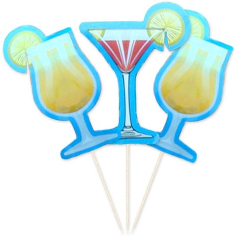 8 colorful cocktail glass pickers 17cm