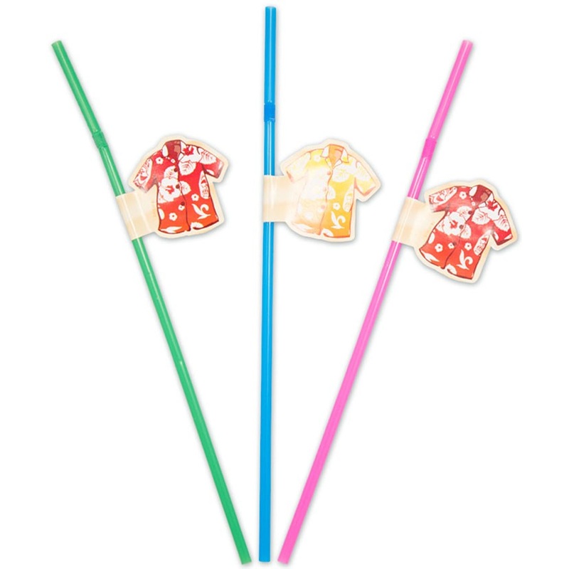 8 Hawaiian shirt straws 24cm