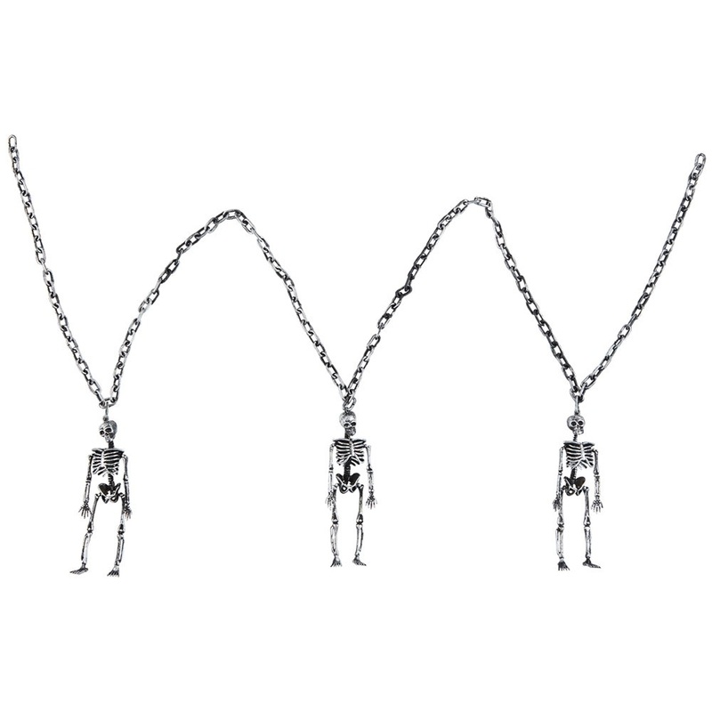 Decorative iron chain with skeleton pendant 160cm