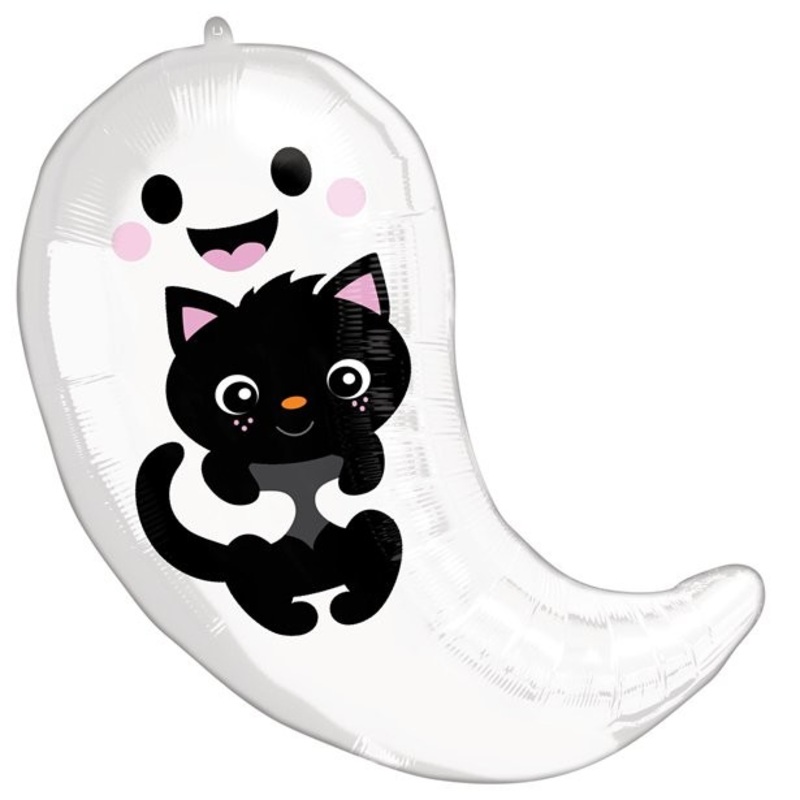 Foil balloon ghost & kitten 48cm