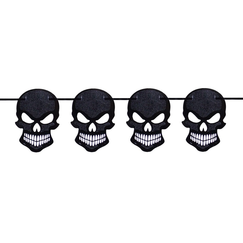 Halloween pennant chain glitter skull