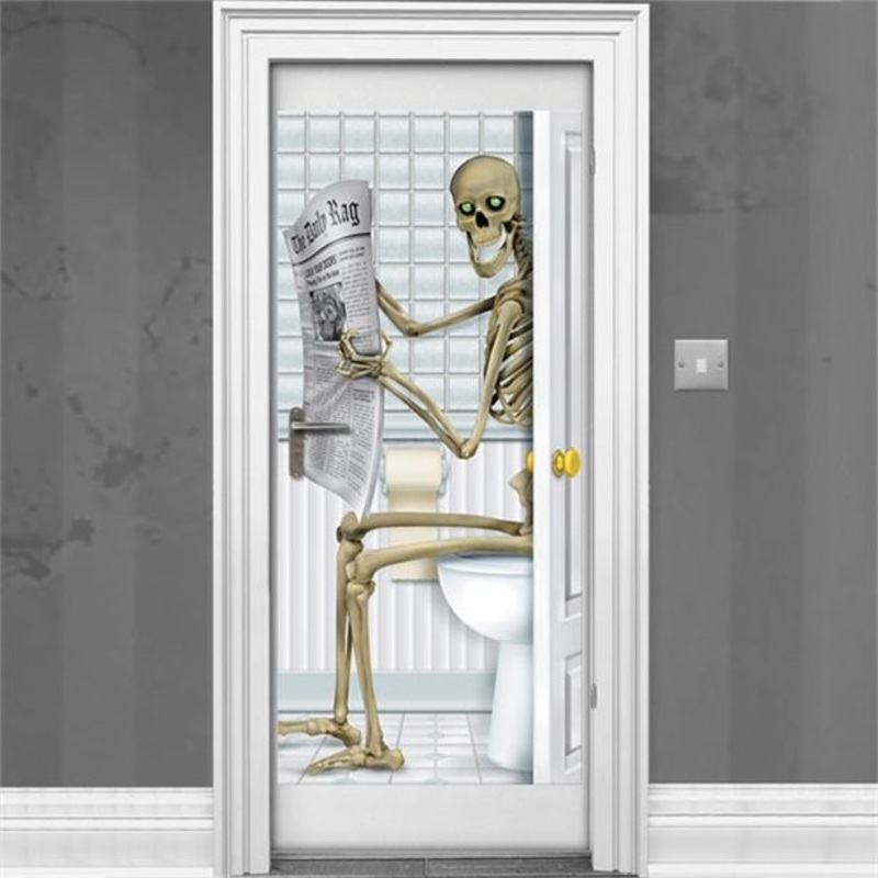 Halloween skeleton bathroom door poster 1.5m