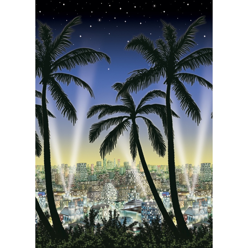 Hollywood City Wall Backdrop Skyline At Nighttime