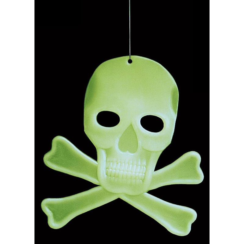 Neon skull hanging decoration 27x23cm