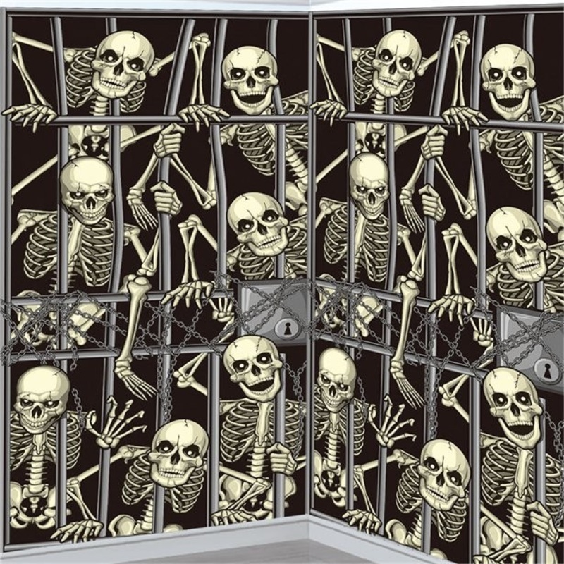 Skeleton prison wall backdrop 1.06 x 1.8m