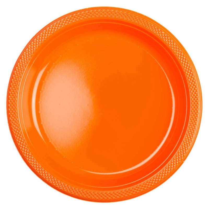 10 plastic plates Partytime Orange 22.8cm
