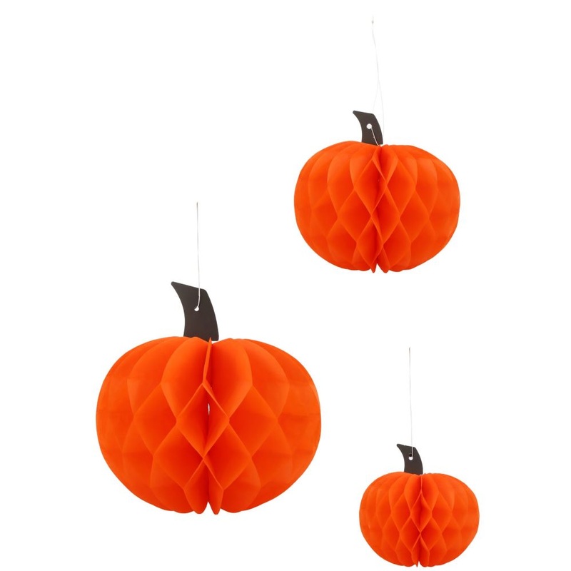3 pumpkin honeycomb figures