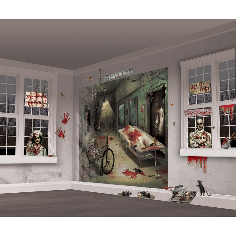32 Pcs. Insane Asylum Wall Backdrop Set