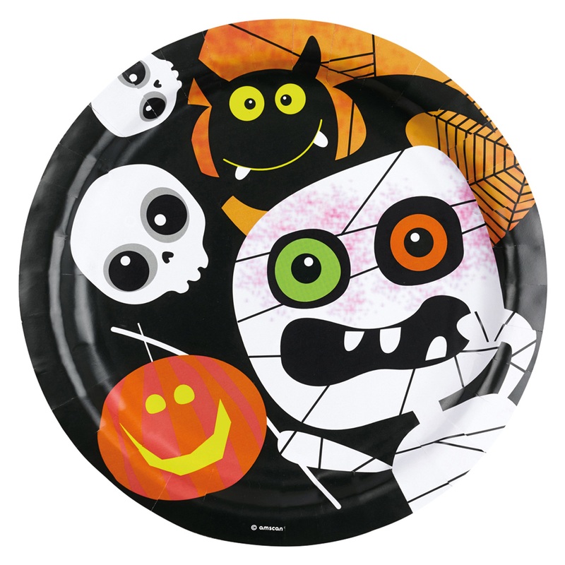 8 Halloween Monster Paper Plates 23cm