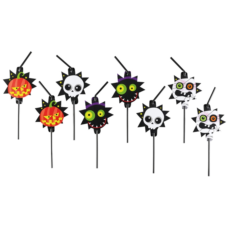 8 Monster Parade Straws 24cm