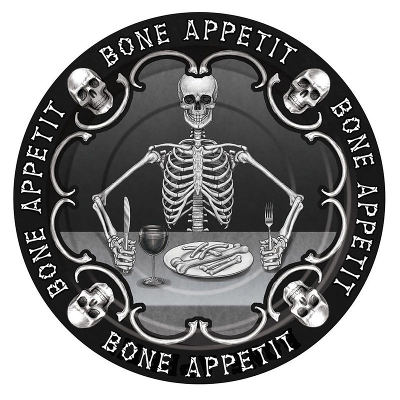 8 Small Bone Appetite Skeleton Paper Plates