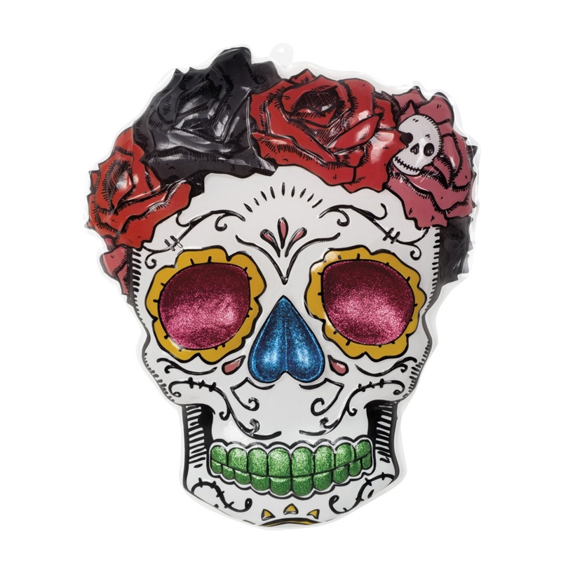 Dia De Muertos Skull Lady With Flower Wreath Mural 66 x 44cm