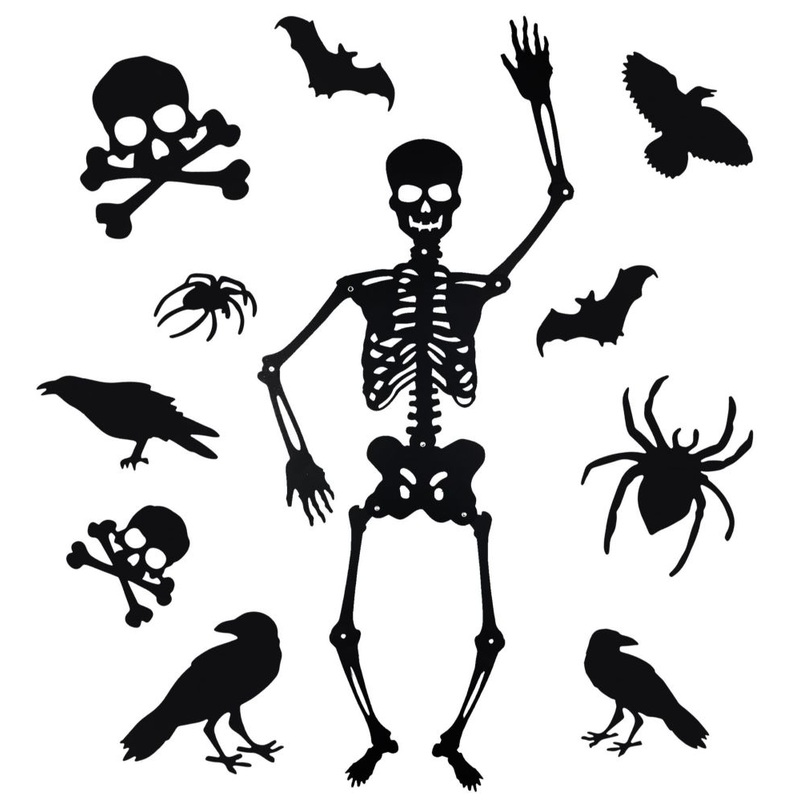 Skeleton wall decoration with cut out accessories