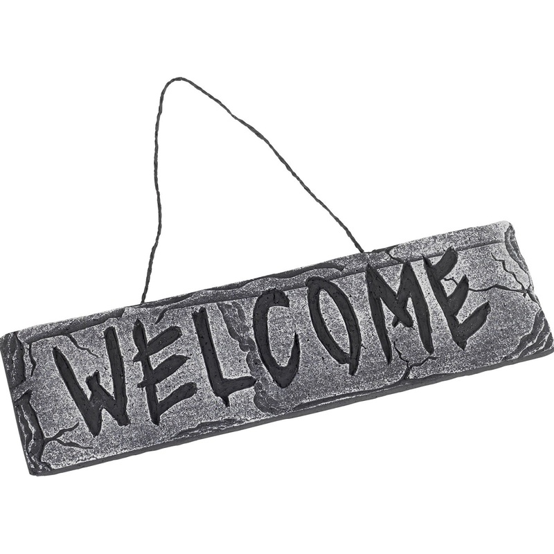 Stone Halloween welcome sign
