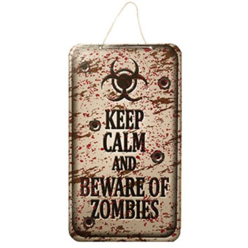 Zombie warning sign cardboard 40.5x23cm