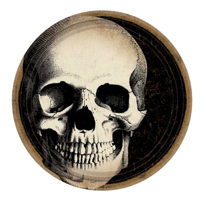 10 Boneyard Skull Paper Plates 23cm