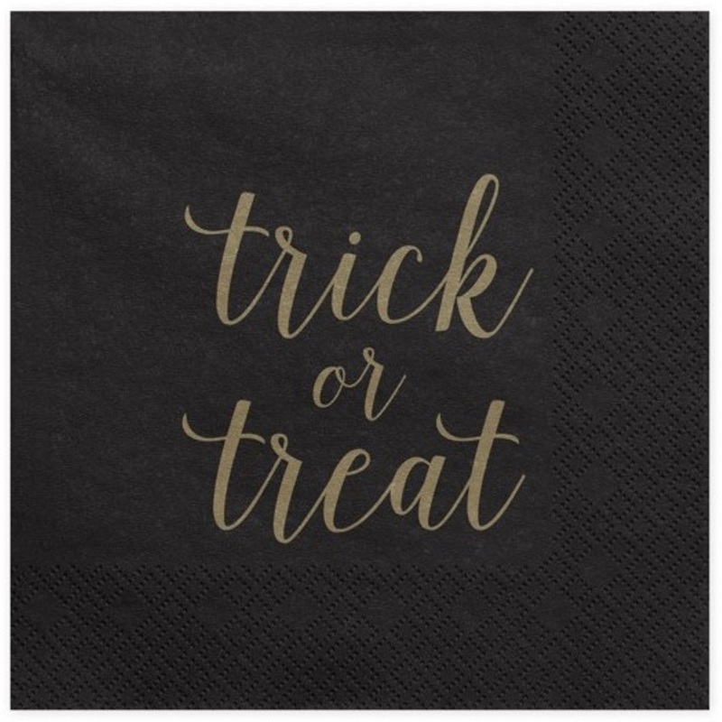 20 napkins Trick or Treat black gold