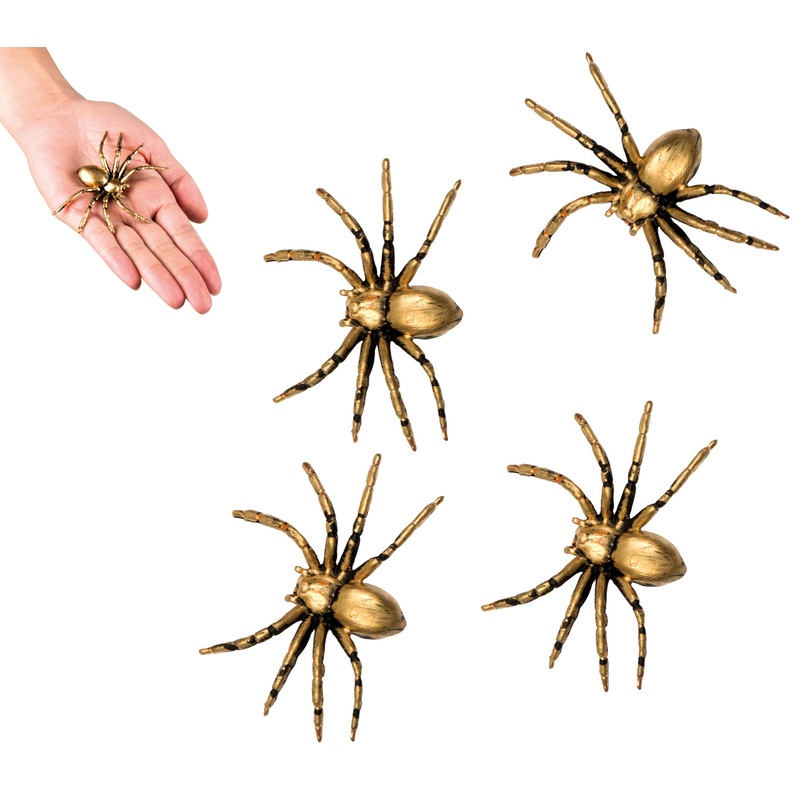 4 golden spider figures in a used look