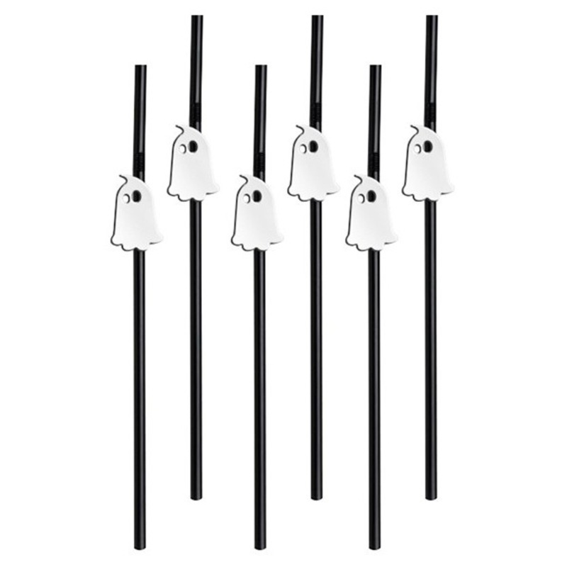 6 Halloween Ghost Straws 24cm