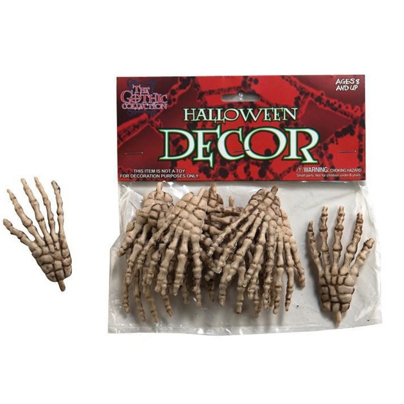 6 pairs of hand skeletons Halloween decoration 8cm