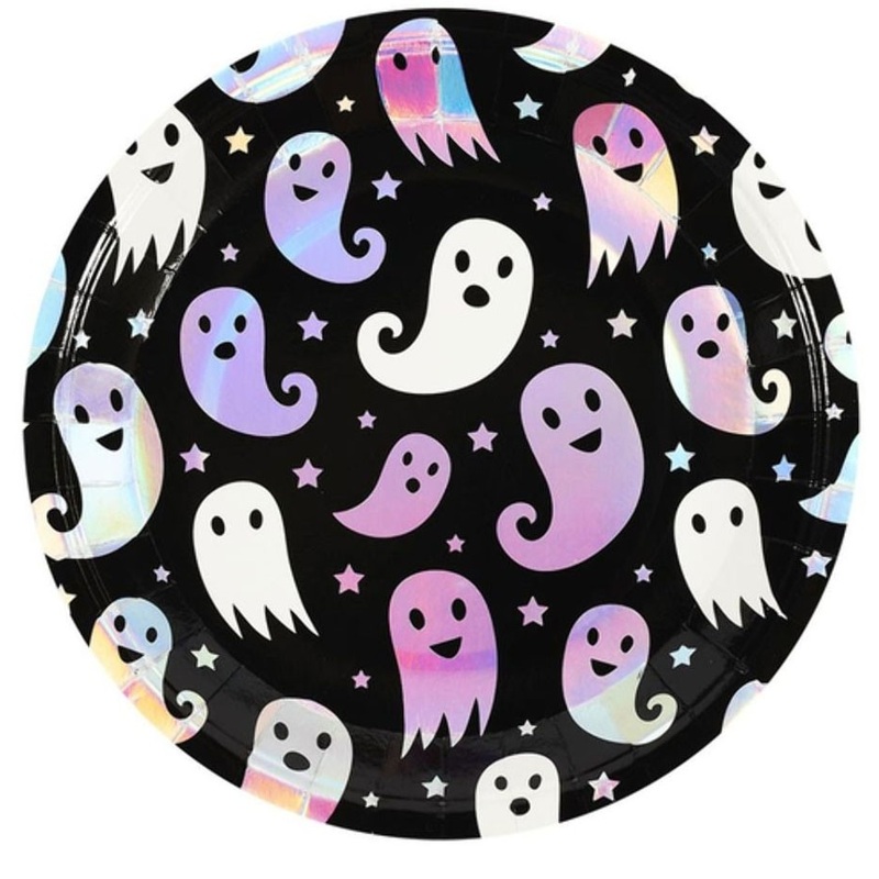 8 ghost party plates holographic 23cm