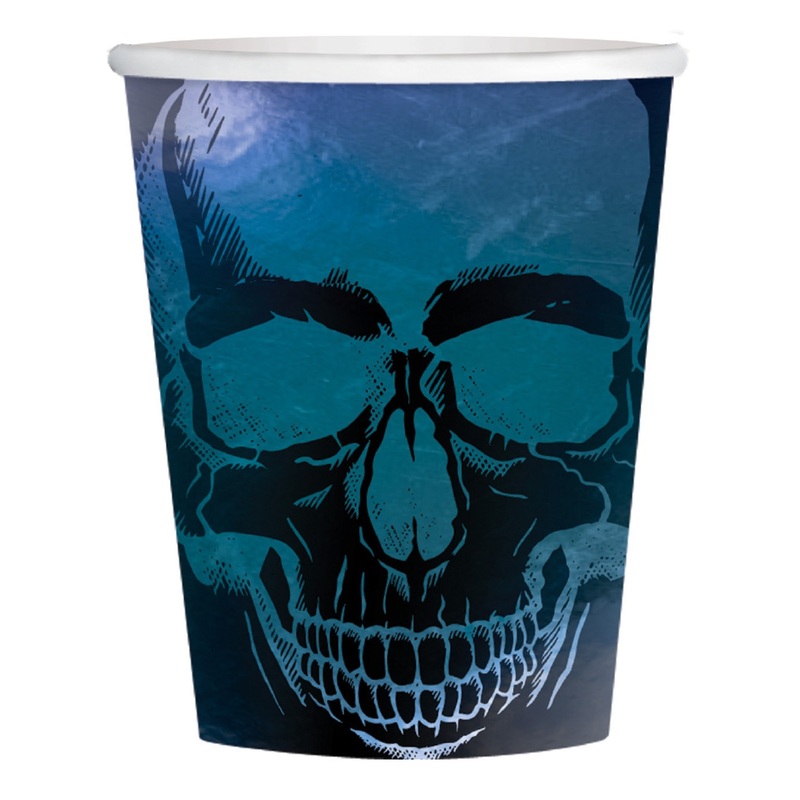 8 Shimmer Skull Halloween cups 266ml