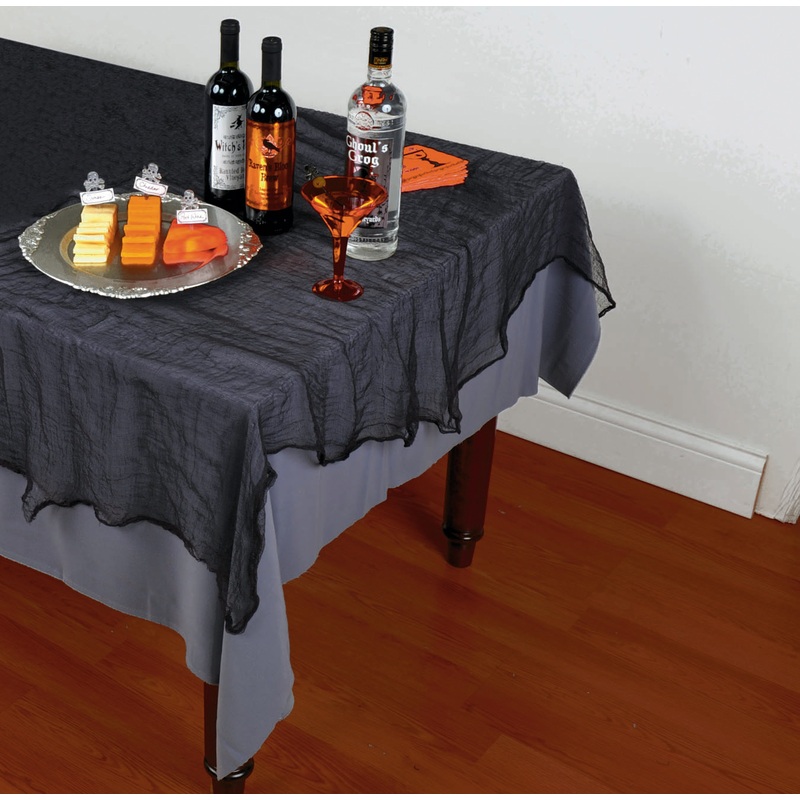 Black Halloween Tablecloth in Linen Look