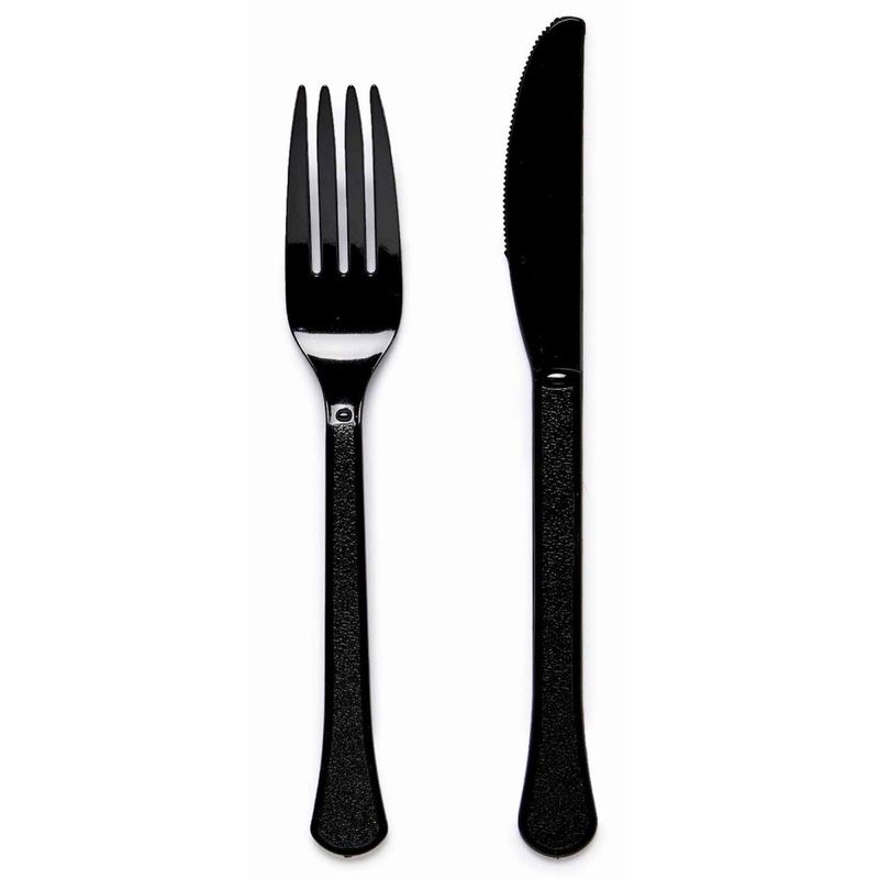 Black reusable cutlery set 24 pieces