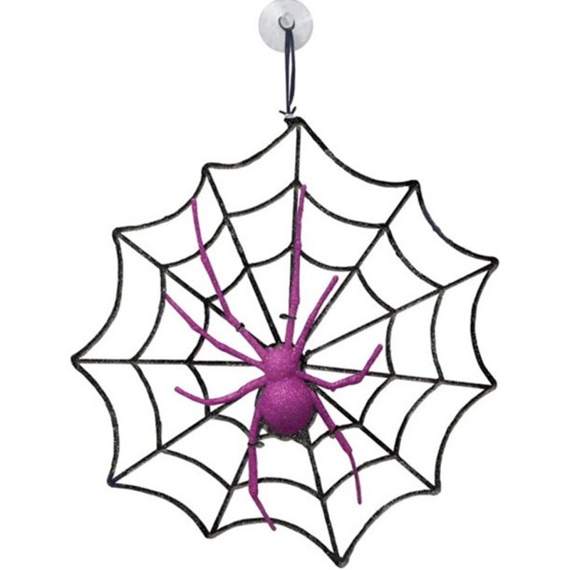 Glittering spider with a web hanger